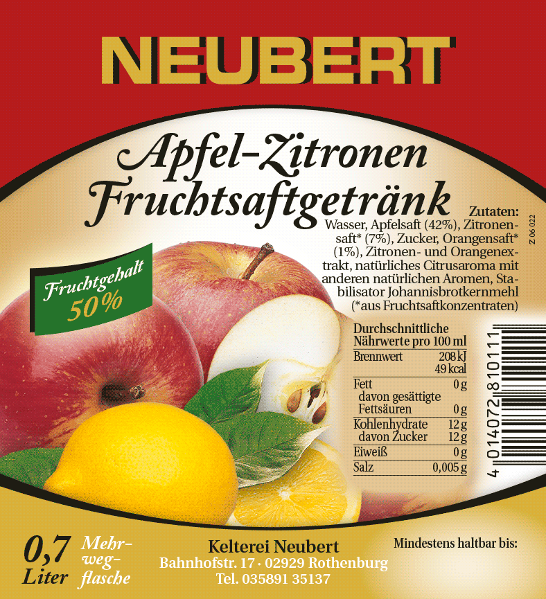 Apfel-Zitronen-Fruchtsaftgetränk