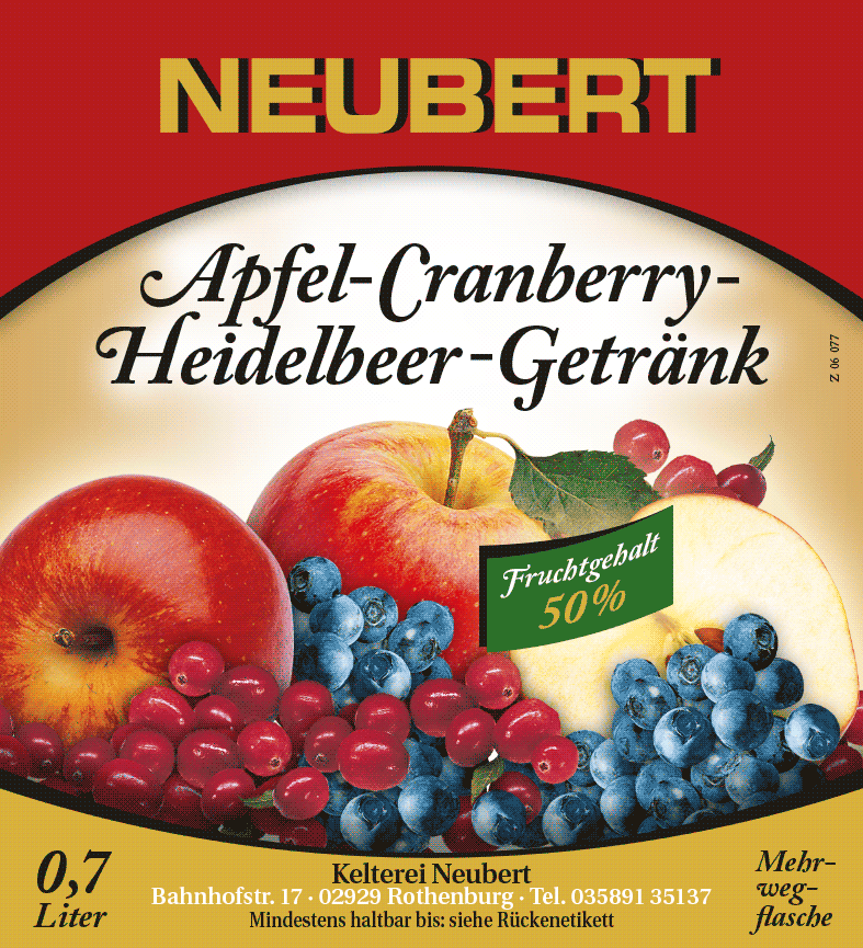 Apfel-Cranberry-Heidelbeer-Getränk